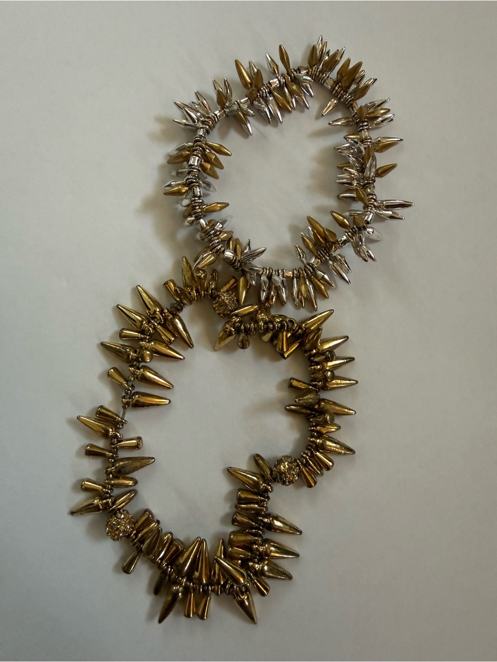 Stella & Dot Gold and Silver Spike Stretch Bracelet Duo